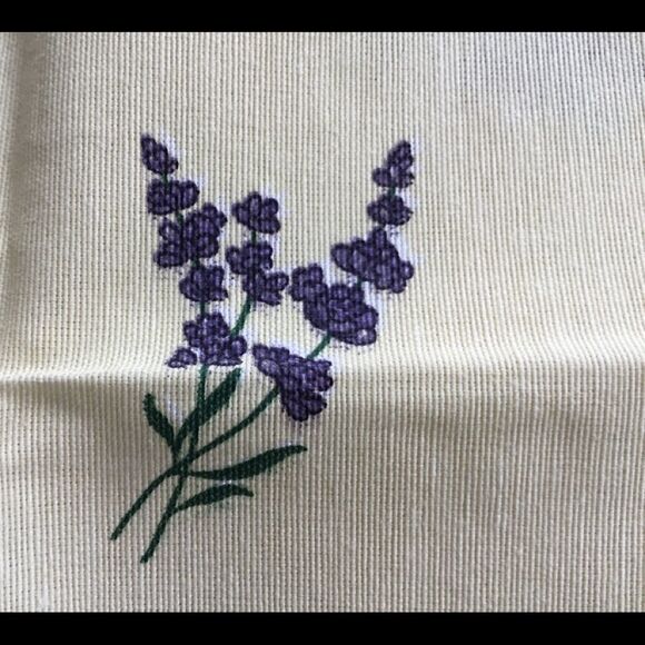 4 soft yellow and red border napkin serviettes lavender flowers - Picture 4 of 7